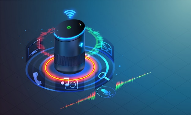 Assistente de voz. Vetor Premium