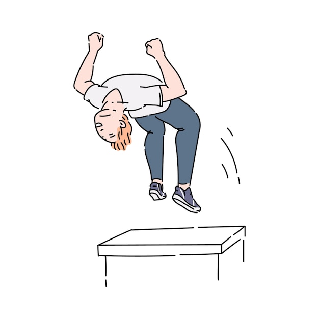 Atleta Praticante De Parkour Ou Desportista Em Movimento Ilustra O Dos Desenhos Animados No