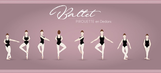 Ballet pirouette en dedans Vetor Premium