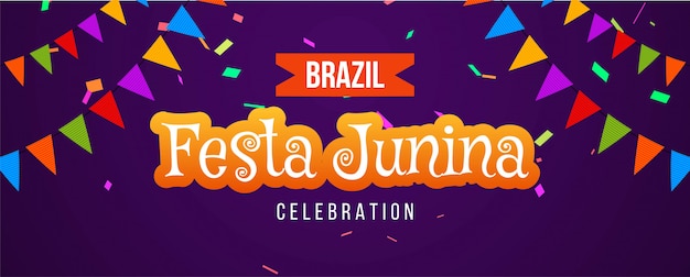 Bandeira colorida brasileira festa junina festival | Vetor Grátis