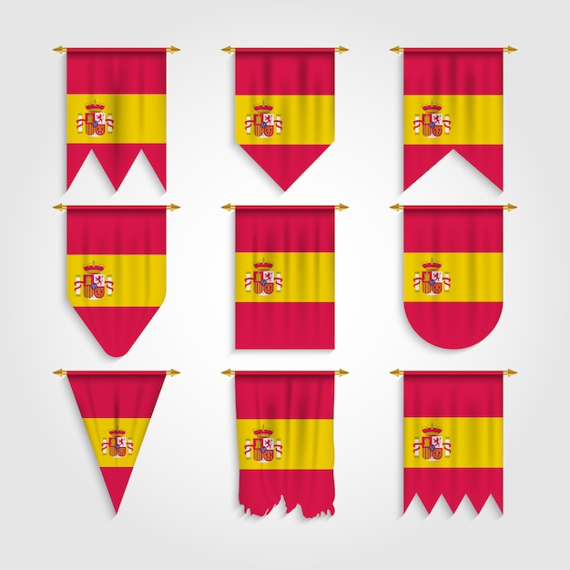 Bandeira da espanha em várias formas Vetor Premium