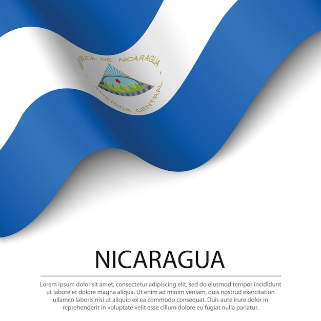 Bandeira Da Nicarágua Em Fundo Branco Modelo De Vetor De Banner Ou Fita Para O Dia Da 3011