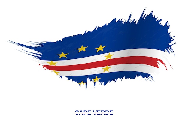 Bandeira De Cabo Verde Em Estilo Grunge Com Efeito De Ondulação Bandeira De Pincelada De Vetor 8245