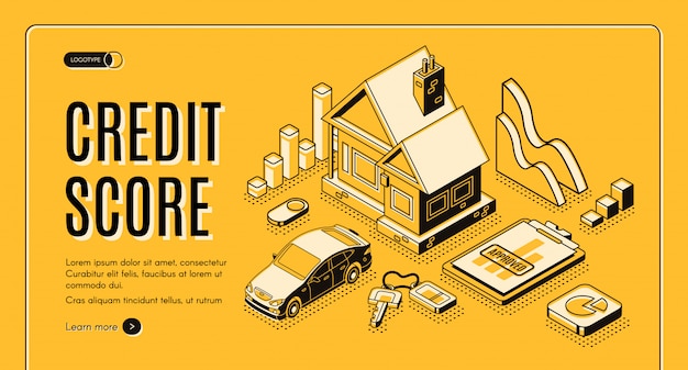 Bandeira de web do banco crédito ao consumidor isométrico vector promo Vetor grátis