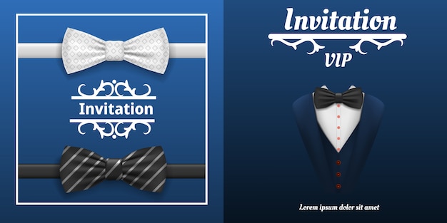 Bandeira elegante bowtie definido. ilustração realista da bandeira de vetor elegante bowtie definido para web design Vetor Premium