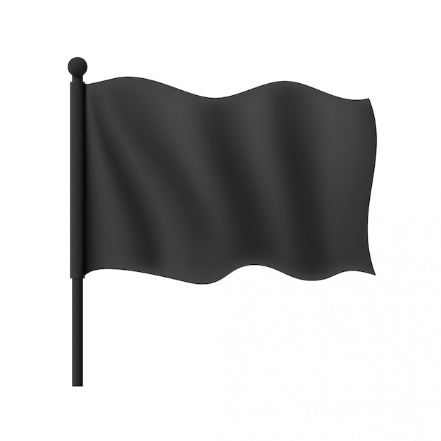 Bandeira ondulada preta realista Vetor Premium