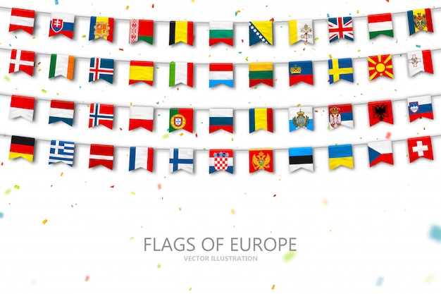 Bandeiras coloridas países da europa | Vetor Premium