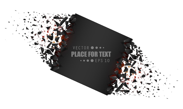 Banner com explosão, detritos, forma rachada. Vetor Premium