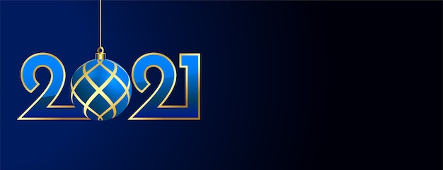 Banner de ano novo de 2021 com desenho de bola de natal | Vetor Grátis