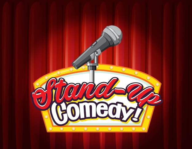 Banner De Comédia Stand Up Com Fundo De Cortina Vermelha Vetor Grátis