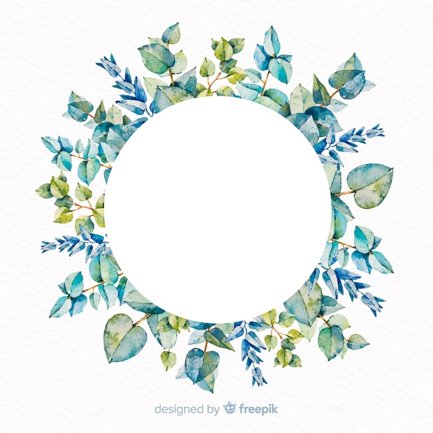 Banner de eucalipto em aquarela com banner em branco Vetor grátis