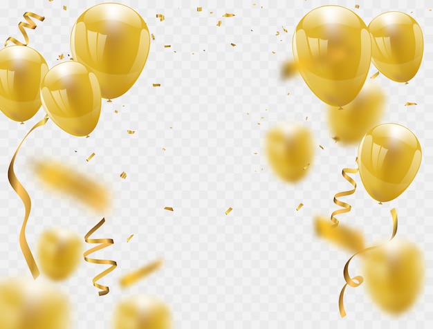 Banner de festa de celebração balões de ouro Vetor Premium