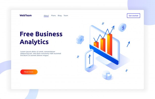 Banner de marketing social isométrica Vetor Premium