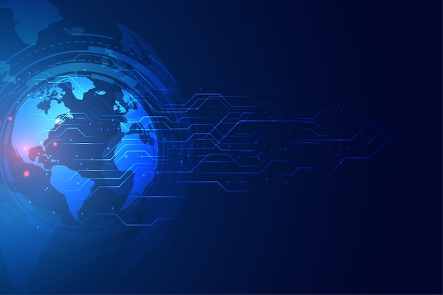 Banner de tecnologia global digital com diagrama de circuito Vetor grátis