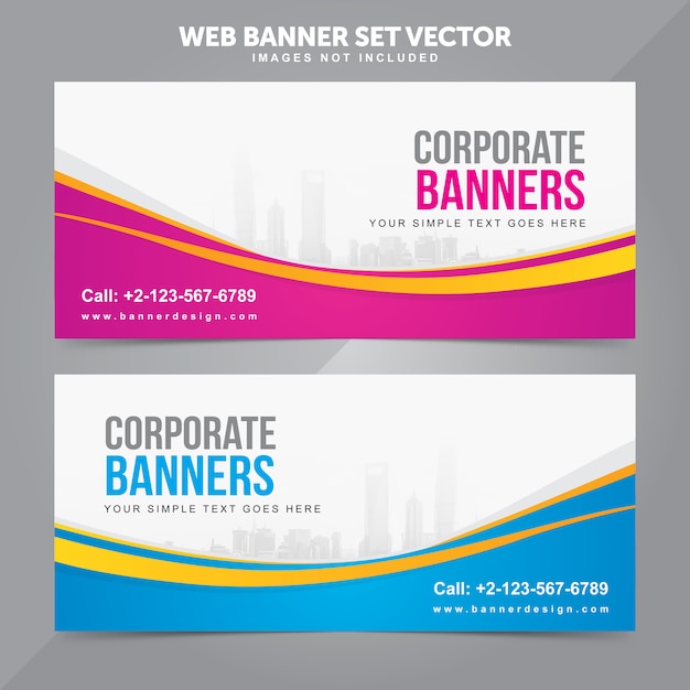 Banner do negócio web definir modelos de fundo vector Vetor Premium