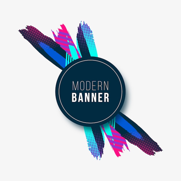 Banner moderno com traços coloridos Vetor grátis