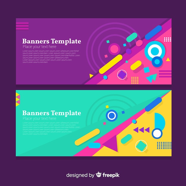 Banners abstratos modernos com design plano Vetor grátis