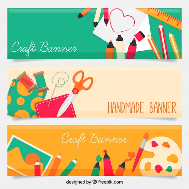 Banners de artesanato bonitas Vetor grátis
