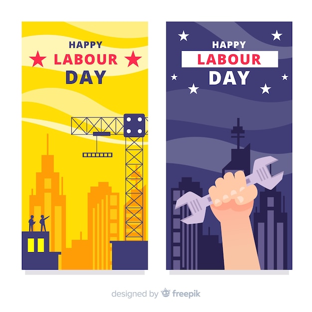 Banners de feliz dia do trabalho Vetor grátis