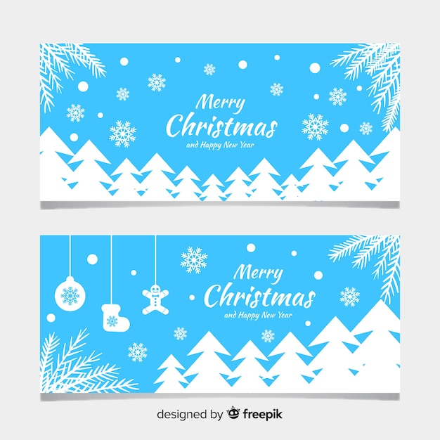 Banners de natal com design plano Vetor grátis