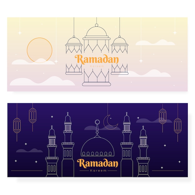 Banners De Ramadan Design Plano Ilustrados Vetor Grátis