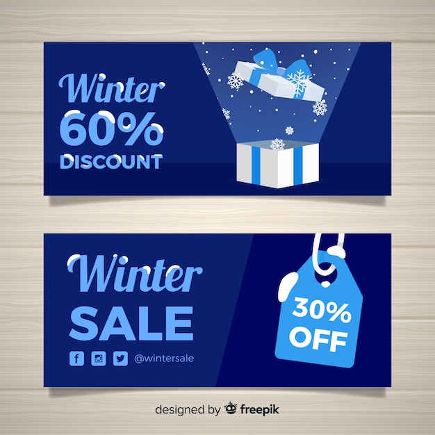 Banners de venda de inverno Vetor grátis