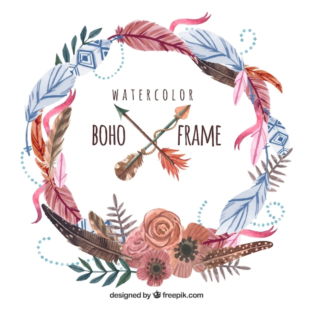 Boho fundo com elementos hippie Vetor grátis