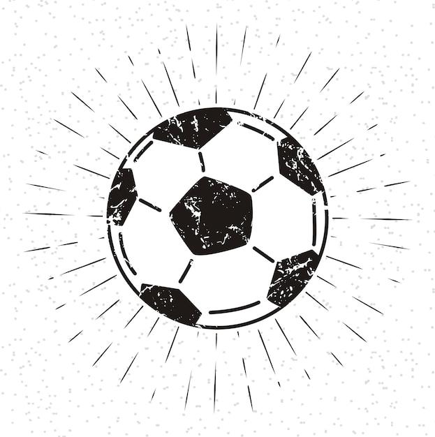 Bola de futebol vintage com sunburst em fundo grunge | Vetor Premium