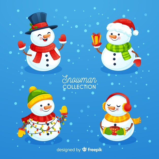 Bom conjunto de caracteres de boneco de neve Vetor grátis