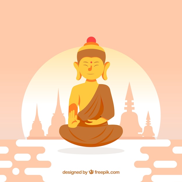 Budha colorido com design plano Vetor grátis