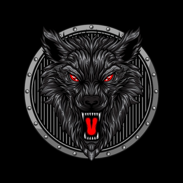 Cabeça de lobo com raiva Vetor Premium