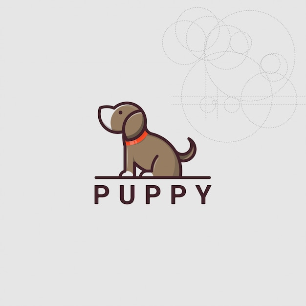 Cachorrinho de logotipo de ícone com estilo de proporção áurea Vetor Premium