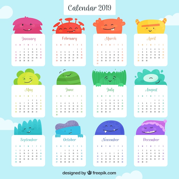 Calendário colorido e plano para o ano de 2022 Baixar 