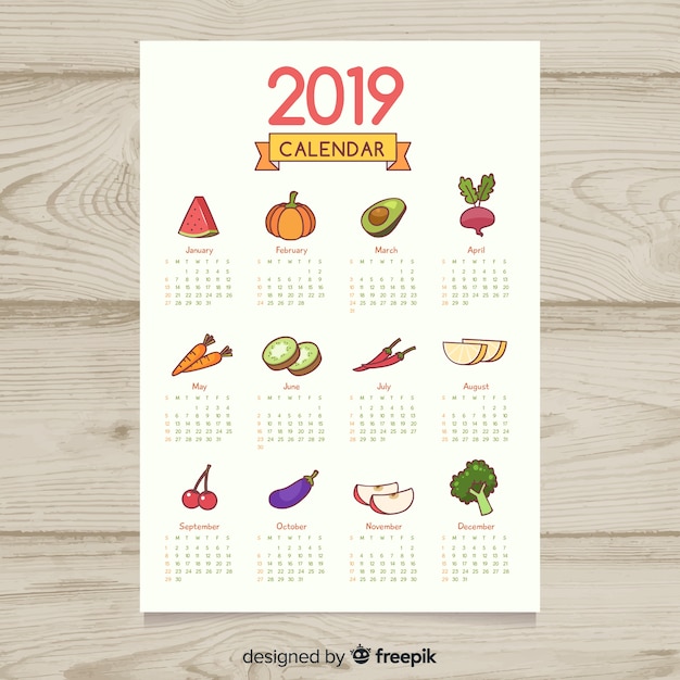 Calendário Sazonal Colorido De Frutas E Legumes | Vetor Grátis