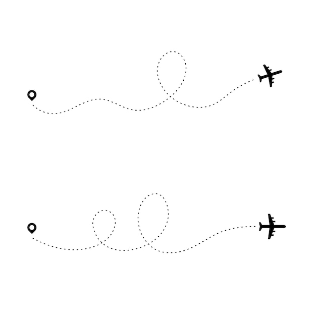 Caminho Pontilhado De Avião Traço Viagens Linha Rota Ponto Aeronave Caminho Voo Mapa Plano De 0284