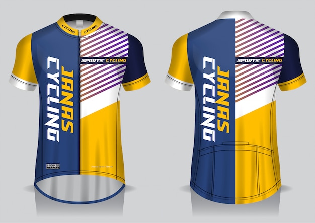 Camisa de ciclismo modelo, uniforme, vista frontal e traseira camiseta