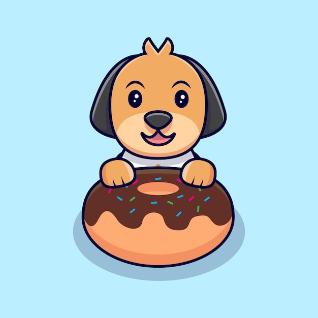 Cão bonito e grande sobremesa de chocolate ilustração do ícone dos