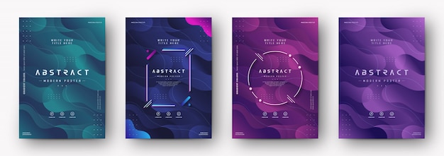 Capa de cartaz moderno com textura abstrata gradiente Vetor Premium