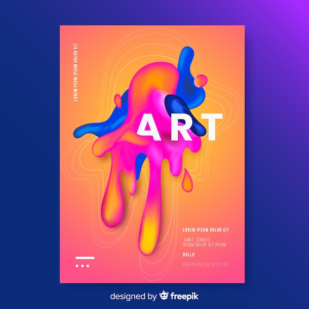 Capa de design com efeito líquido colorido Vetor grátis