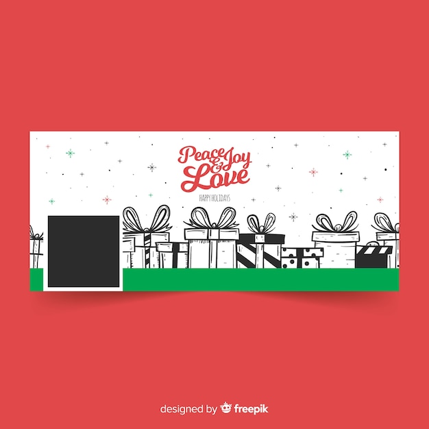 Capa de facebook de design de natal com presentes Vetor grátis