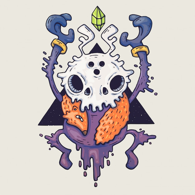 Cara de monstro dos desenhos animados. monstro de vetor azul de halloween com um olho Vetor Premium