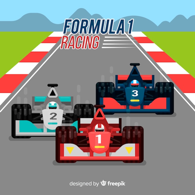 Carros de corrida de fórmula 1 com design plano Vetor grátis
