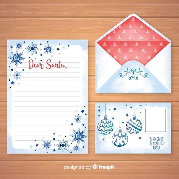 Carta de natal em aquarela e modelo de envelope  Vetor Grátis