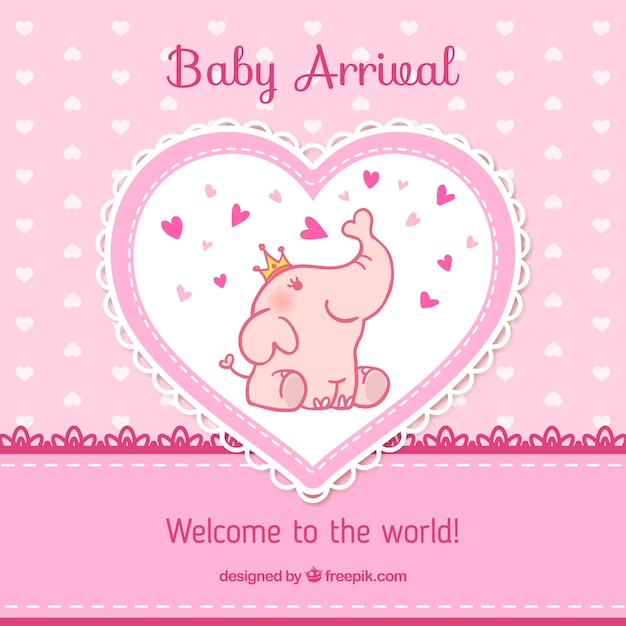 Cartão de chegada do bebê em tons de rosa  Baixar vetores 