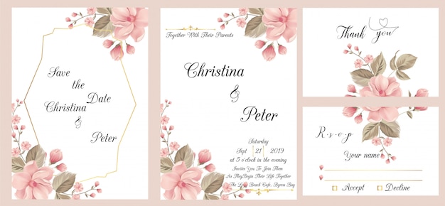 Cartão de convite de casamento moderno com cartão de 