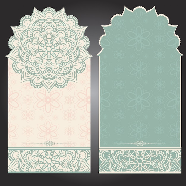 Cartão de plano de fundo vertical com design de mandala Vetor Premium