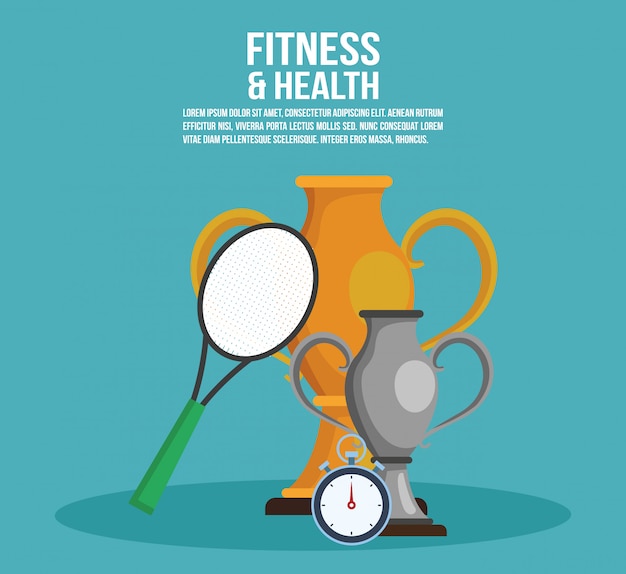 Cartaz de aptidão e saúde com informação e elementos vector design gráfico ilustração Vetor Premium