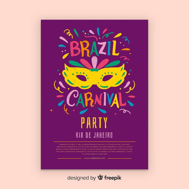 Cartaz De Festa De Carnaval Brasileiro Vetor Grtis