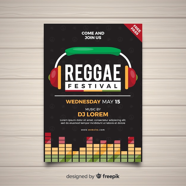 Cartaz De Festa De Reggae Colorido Com Design Liso Vetor Gr Tis