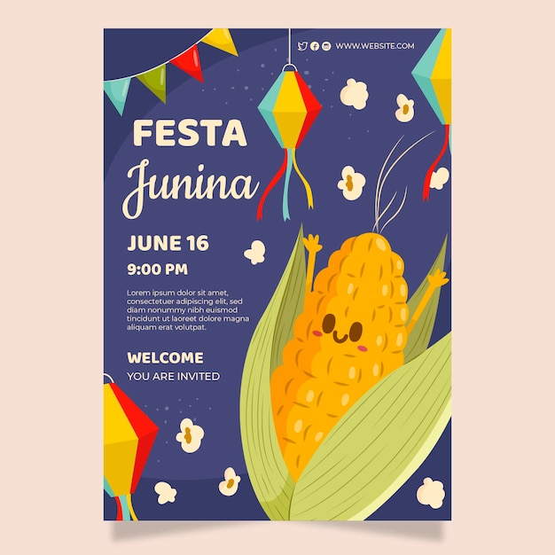 Cartaz De Festa Junina Plana Vetor Gr Tis